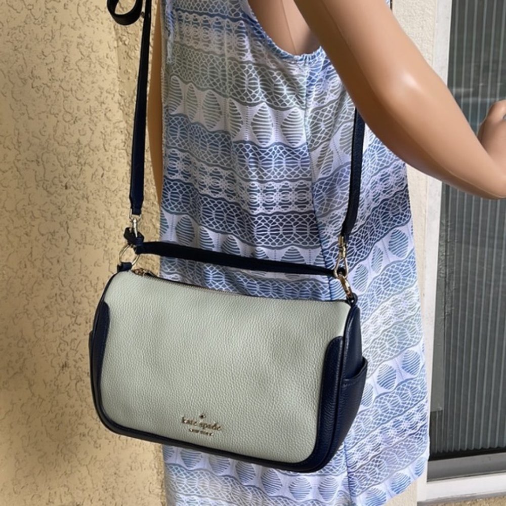 Kate Spade Pebbled Leather Crossbody Bag Light Pistachio Multi - Picture 11 of 16